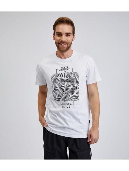 Sam 73 Bela moška bombažna majica s potiskom SAM73 Almandit