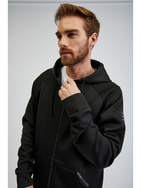 Sam 73 Črna moška jopa s kapuco na zadrgo SAM73 Beryl