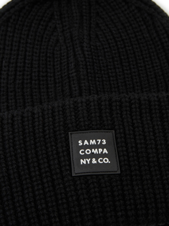 Sam 73 Črna rebrasta zimska kapa SAM 73 Dublin