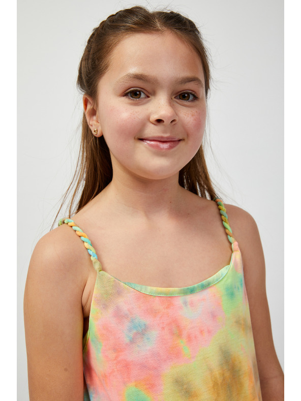 Sam 73 Zelena in rumena dekliška vzorčasta poletna obleka SAM73 Equuleus