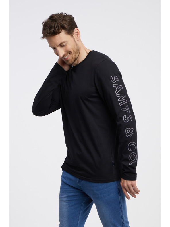 Sam 73 Črna moška majica z dolgimi rokavi SAM 73 Regulus