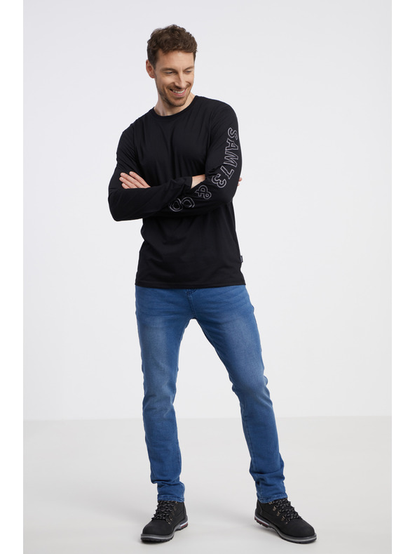 Sam 73 Črna moška majica z dolgimi rokavi SAM 73 Regulus