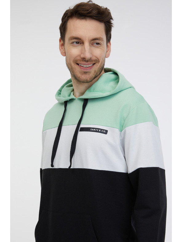 Sam 73 Zeleno-črna moška jopa s kapuco SAM 73 Gerado