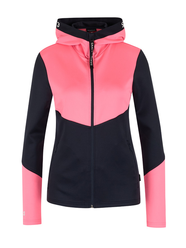 Sam 73 Črno-rožnata ženska jopa s kapuco na zadrgo SAM 73 Blanca