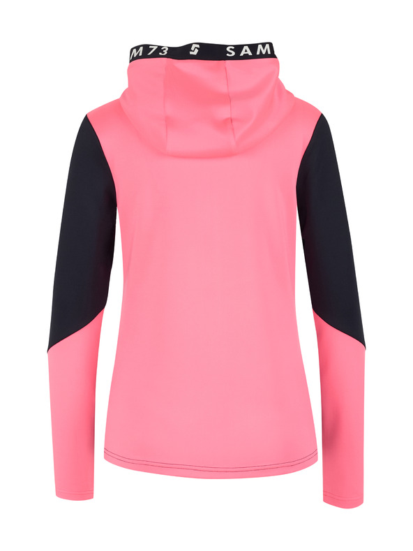 Sam 73 Črno-rožnata ženska jopa s kapuco na zadrgo SAM 73 Blanca