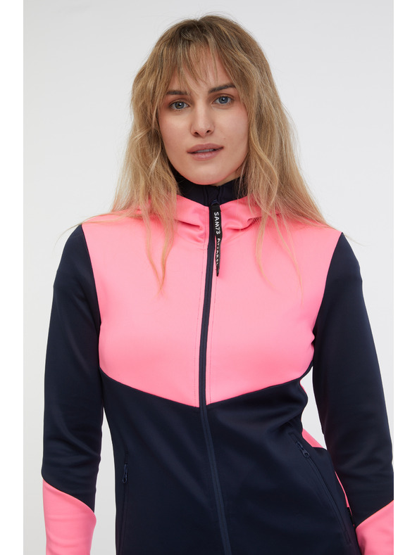 Sam 73 Črno-rožnata ženska jopa s kapuco na zadrgo SAM 73 Blanca