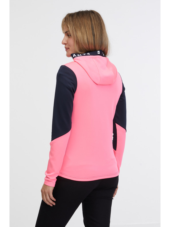 Sam 73 Črno-rožnata ženska jopa s kapuco na zadrgo SAM 73 Blanca