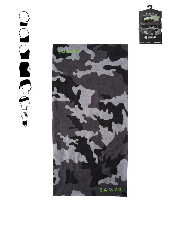 Sam 73 Siv vzorčast večnamenski šal SAM 73