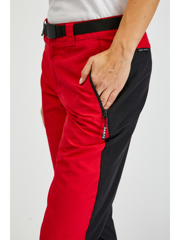 Sam 73 Črno-rdeče ženske hlače s snemljivimi nogavicami SAM73 Aries