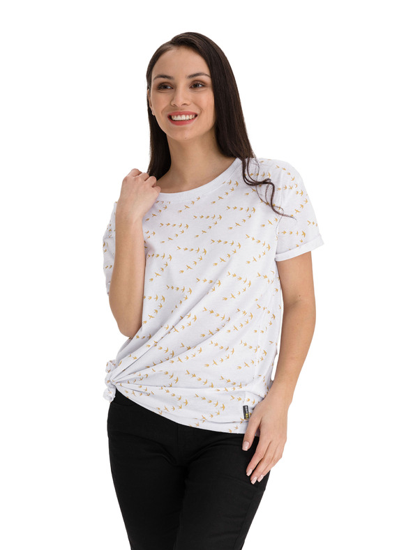 Sam 73 Bela ženska majica z vzorcem SAM 73