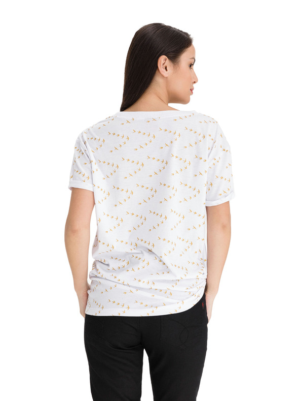 Sam 73 Bela ženska majica z vzorcem SAM 73
