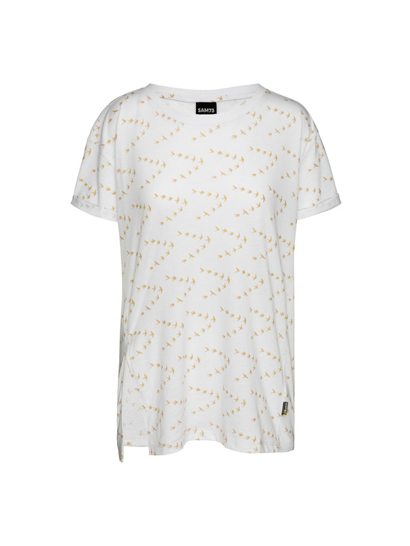 Sam 73 Bela ženska majica z vzorcem SAM 73