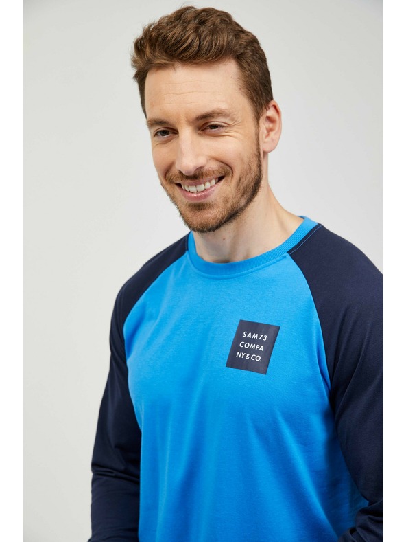 Sam 73 Črno-modra moška majica s potiskom SAM 73