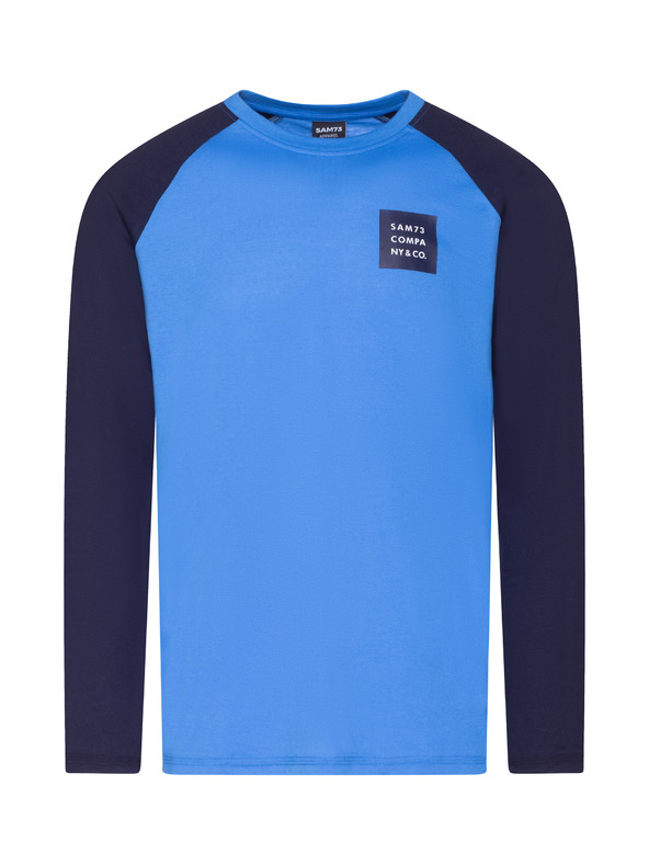 Sam 73 Črno-modra moška majica s potiskom SAM 73