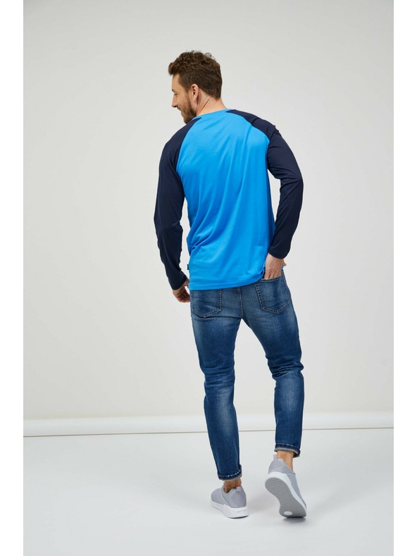 Sam 73 Črno-modra moška majica s potiskom SAM 73