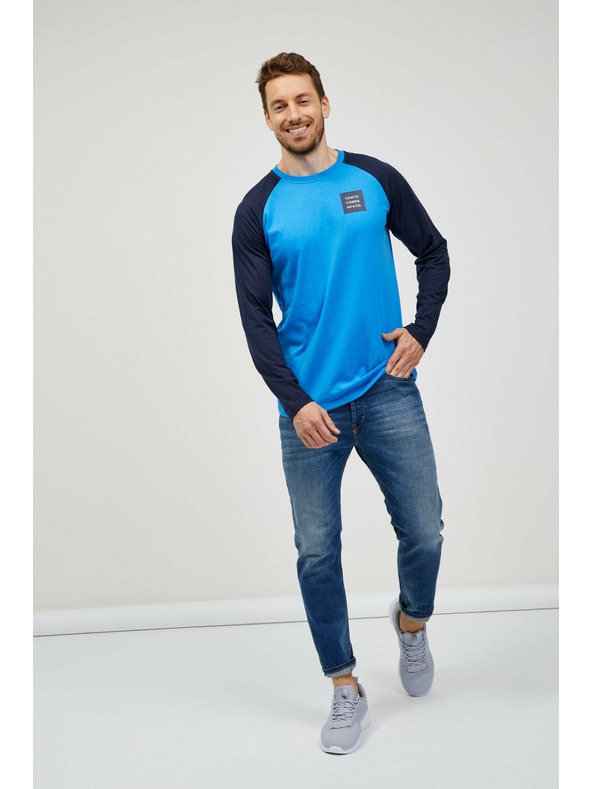 Sam 73 Črno-modra moška majica s potiskom SAM 73