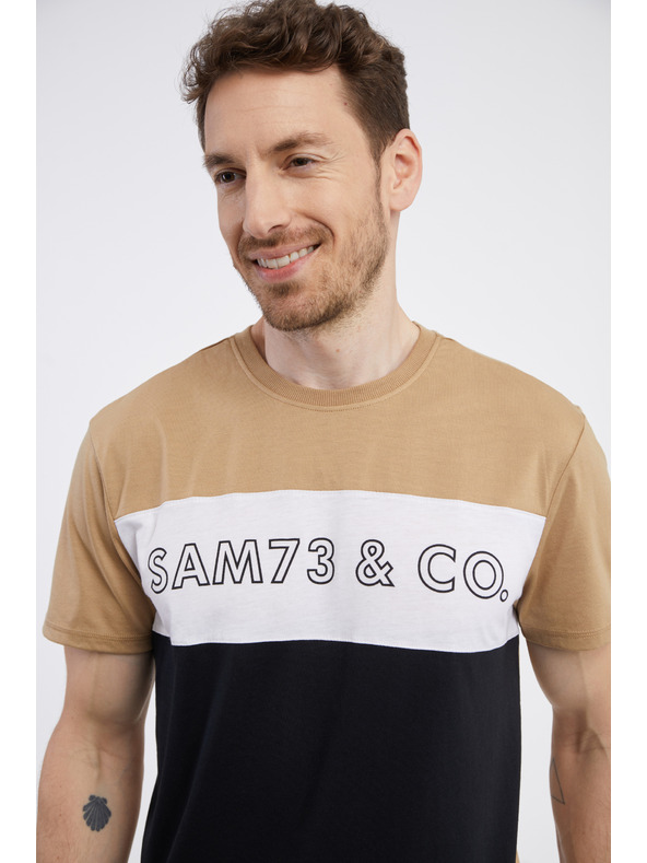 Sam 73 Črno-rjava moška majica SAM 73 Seamus
