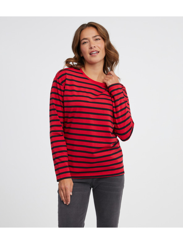 Sam 73 Rdeča ženska črtasta majica z dolgimi rokavi SAM 73 Prudence