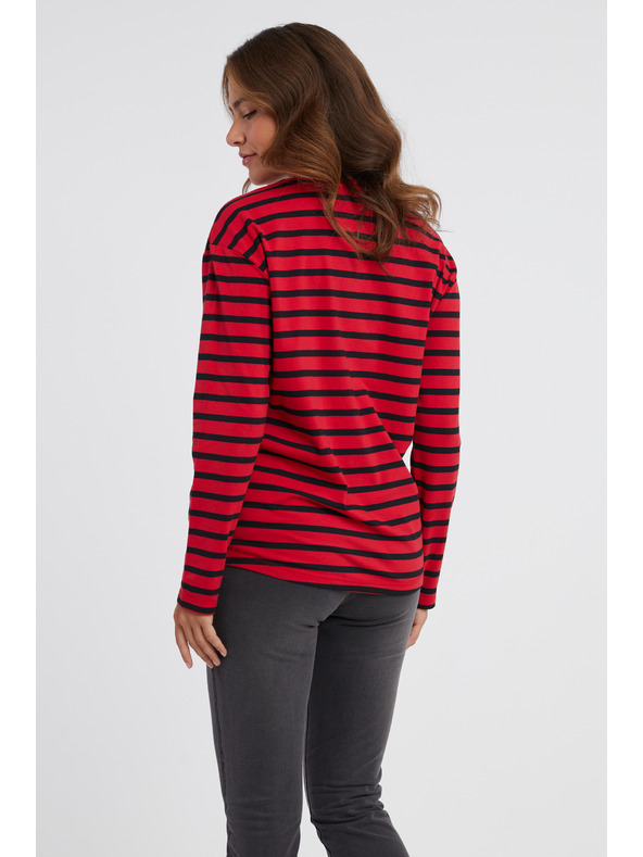 Sam 73 Rdeča ženska črtasta majica z dolgimi rokavi SAM 73 Prudence
