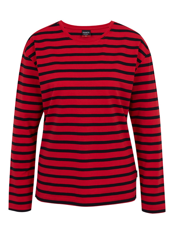 Sam 73 Rdeča ženska črtasta majica z dolgimi rokavi SAM 73 Prudence