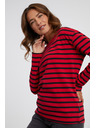 Sam 73 Rdeča ženska črtasta majica z dolgimi rokavi SAM 73 Prudence