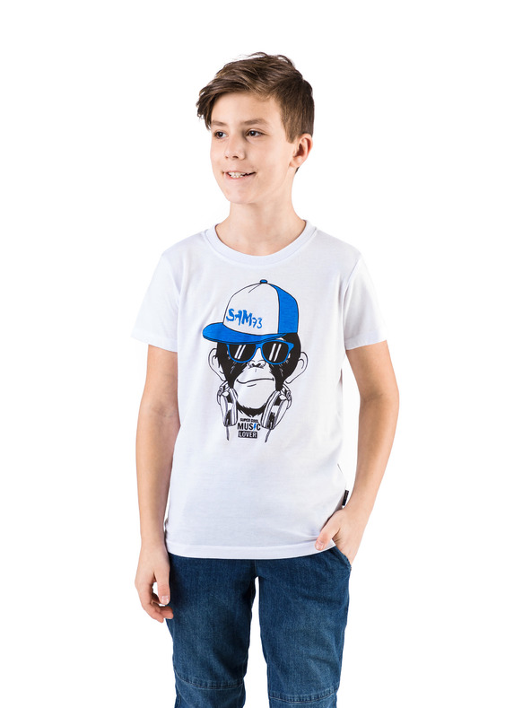 Sam 73 Bela fantovska majica s potiskom SAM 73