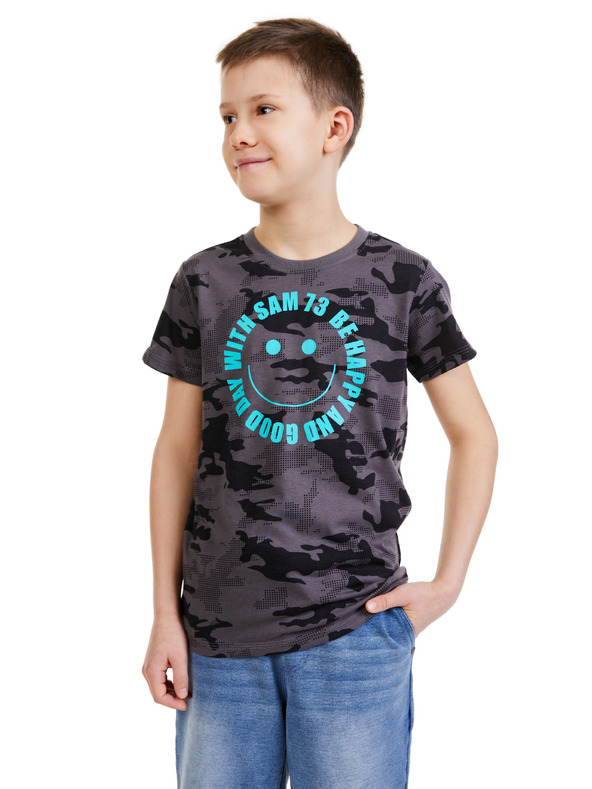 Sam 73 Temno siva fantovska majica z vzorcem SAM 73 Kelvin