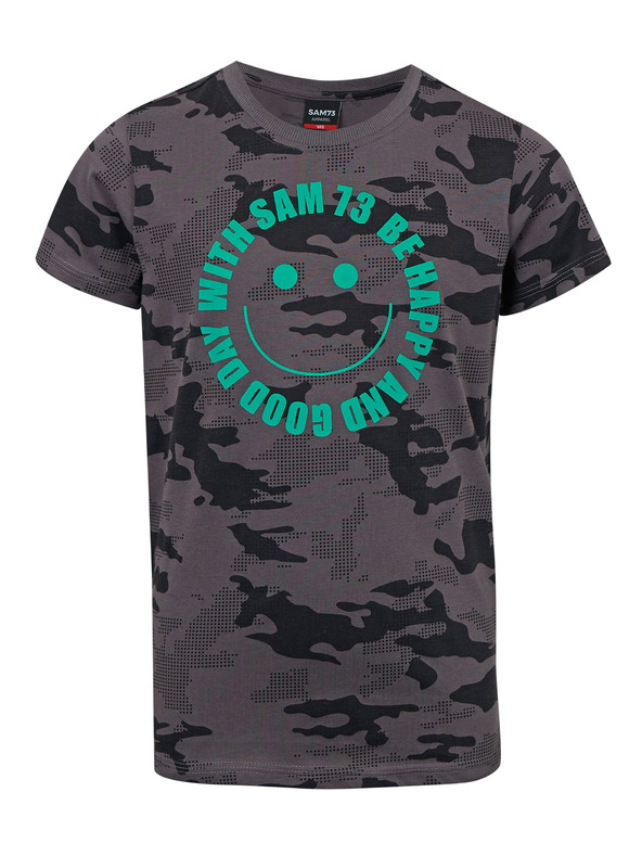 Sam 73 Temno siva fantovska majica z vzorcem SAM 73 Kelvin