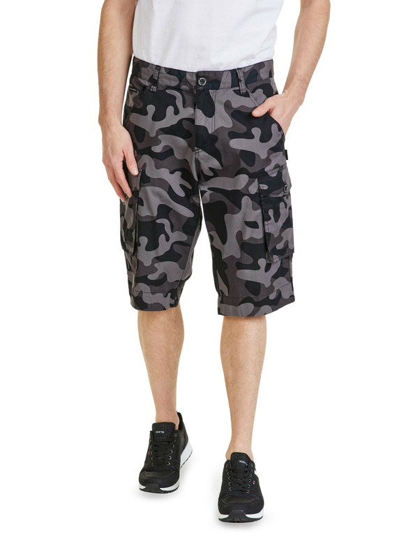 Sam 73 Temno sive moške kratke hlače z vzorcem SAM 73 John