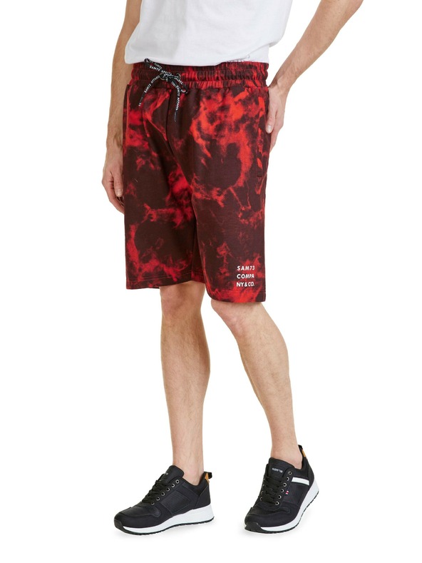 Sam 73 Rdeče moške kratke hlače z vzorcem SAM 73 Benedict