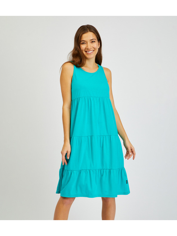 Sam 73 Turkizna ženska poletna obleka z volanom SAM 73 Chantal