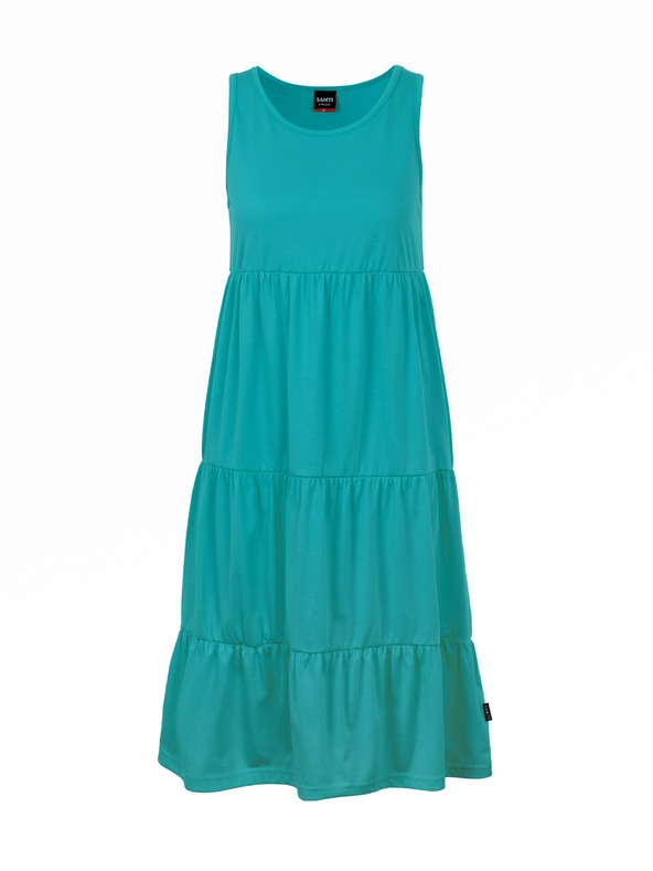 Sam 73 Turkizna ženska poletna obleka z volanom SAM 73 Chantal