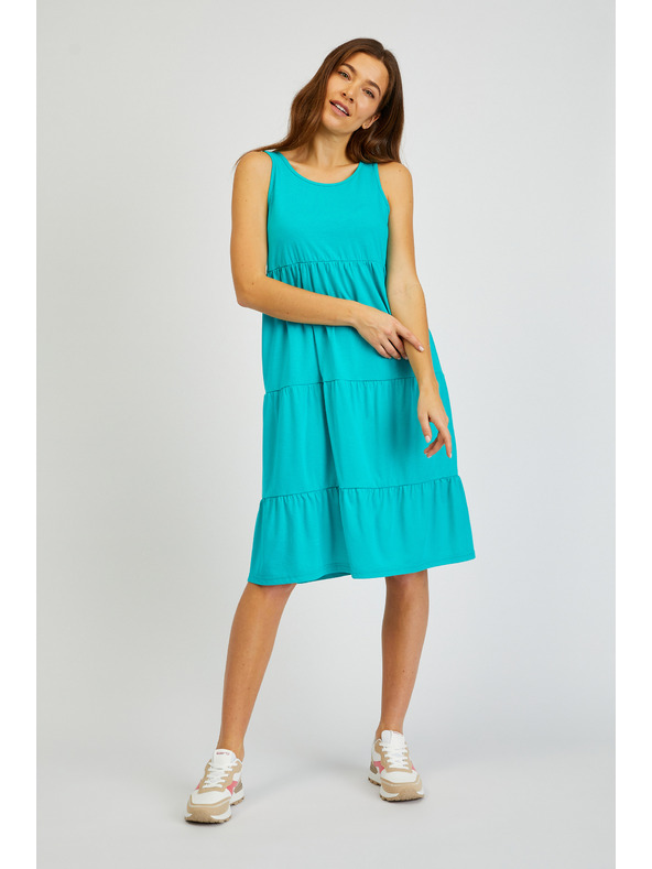 Sam 73 Turkizna ženska poletna obleka z volanom SAM 73 Chantal