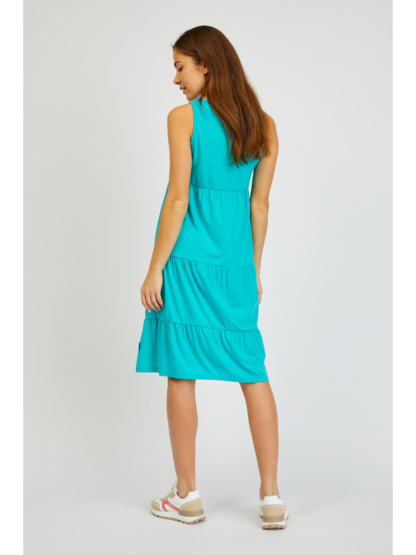 Sam 73 Turkizna ženska poletna obleka z volanom SAM 73 Chantal