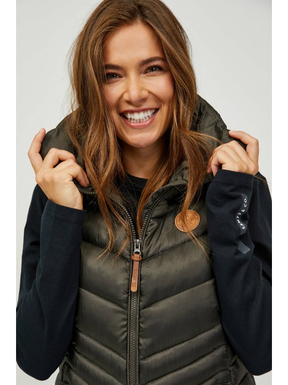 Sam 73 Kaki ženski prešiti dolgi telovnik SAM 73 Dumela