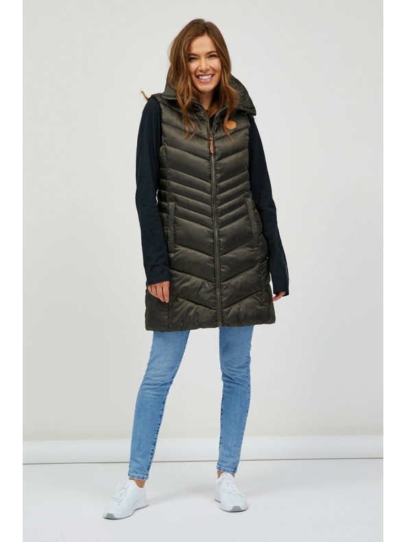 Sam 73 Kaki ženski prešiti dolgi telovnik SAM 73 Dumela