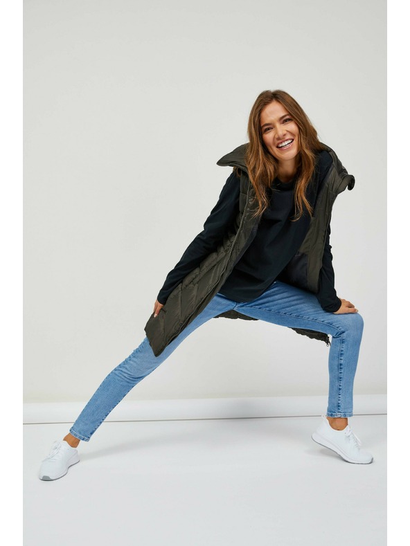 Sam 73 Kaki ženski prešiti dolgi telovnik SAM 73 Dumela