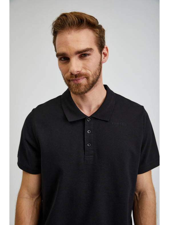 Sam 73 Črna moška bombažna polo majica SAM73 Chryz
