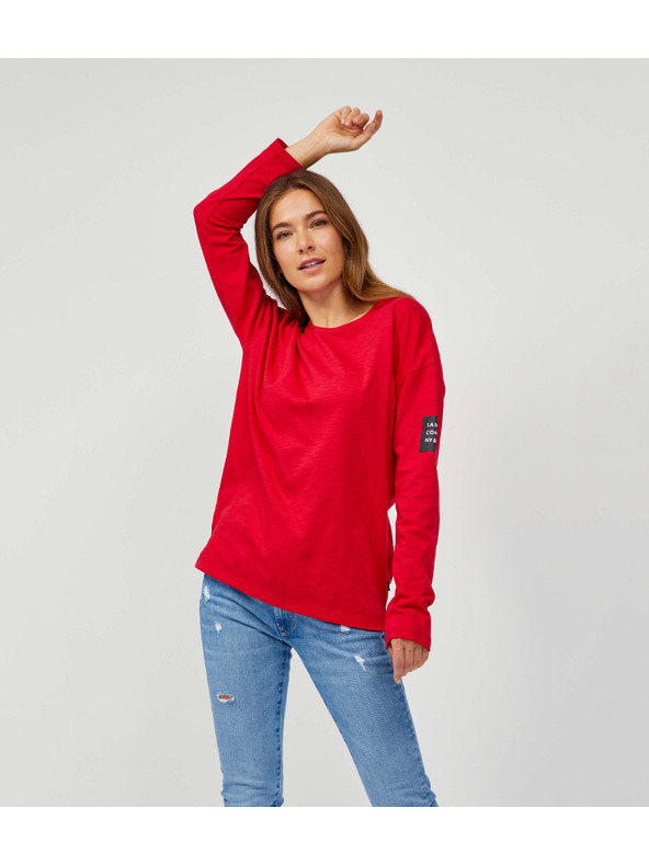 Sam 73 Rdeča ženska osnovna majica z dolgimi rokavi SAM 73 Ariasa