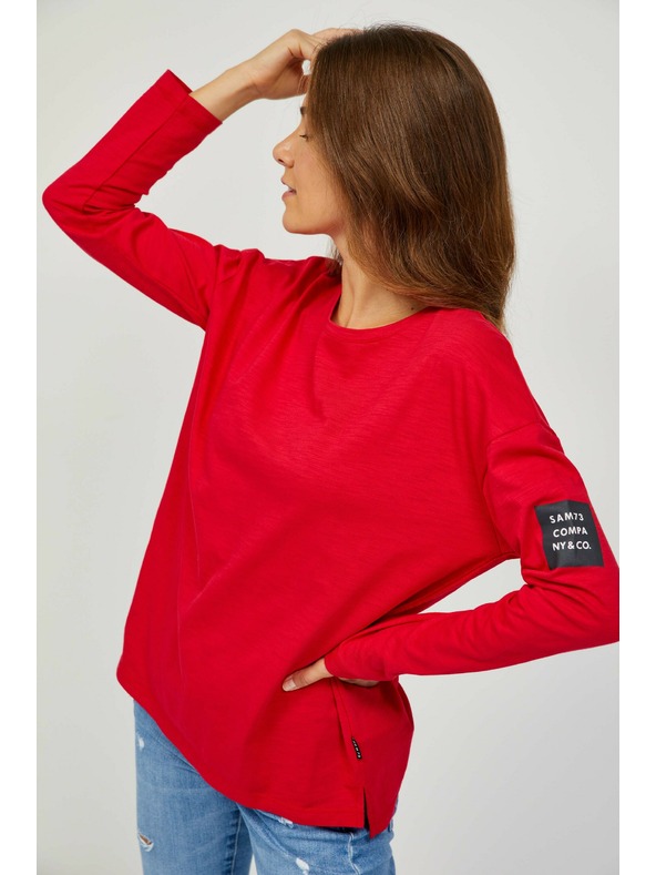 Sam 73 Rdeča ženska osnovna majica z dolgimi rokavi SAM 73 Ariasa