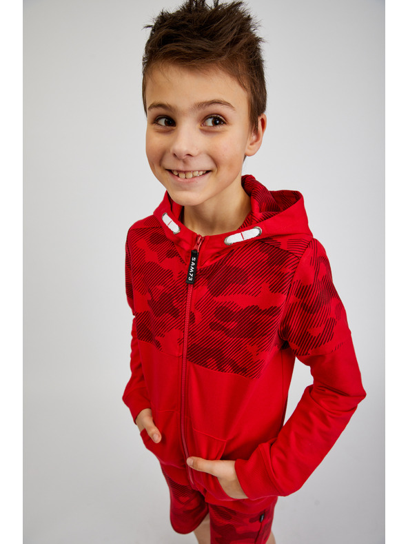 Sam 73 Rdeča fantovska majica s kapuco na zadrgo SAM73 Musgravit