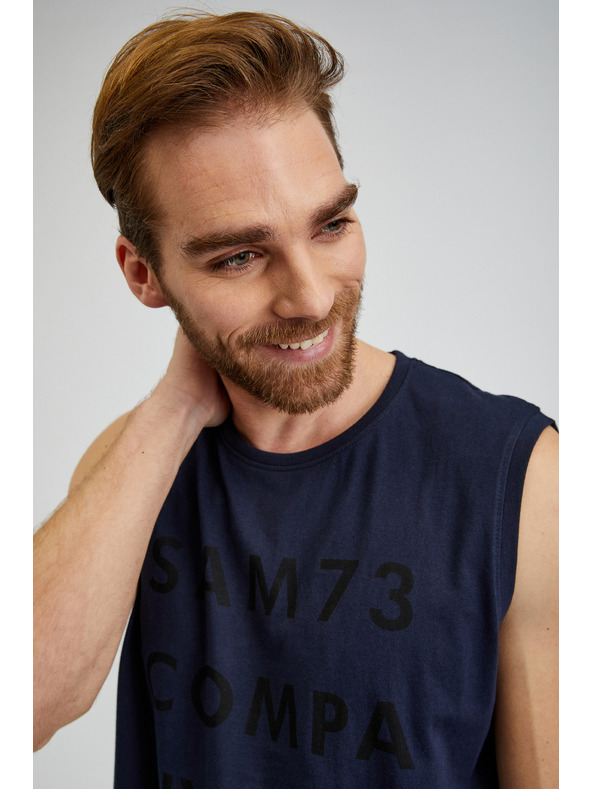 Sam 73 Temno modra moška majica s kratkimi rokavi SAM 73 Edgar