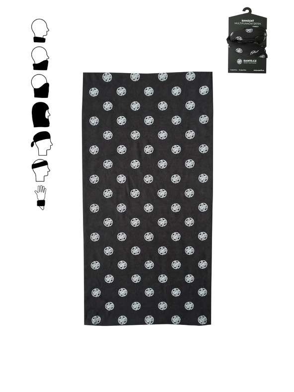 Sam 73 Črn vzorčast večnamenski šal SAM 73