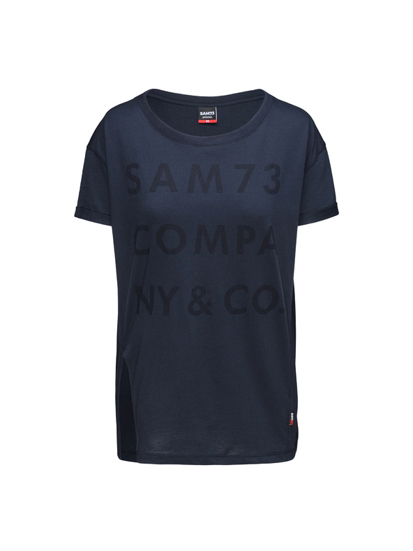 Sam 73 Temno modra ženska ohlapna majica s potiskom SAM 73