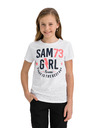 Sam 73 Bela dekliška majica s potiskom SAM 73