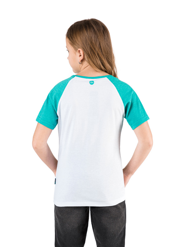 Sam 73 Zeleno-bela dekliška majica s potiskom SAM 73