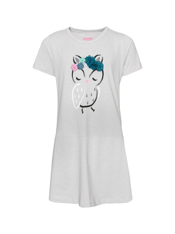 Sam 73 Svetlo siva dekliška obleka s potiskom SAM 73