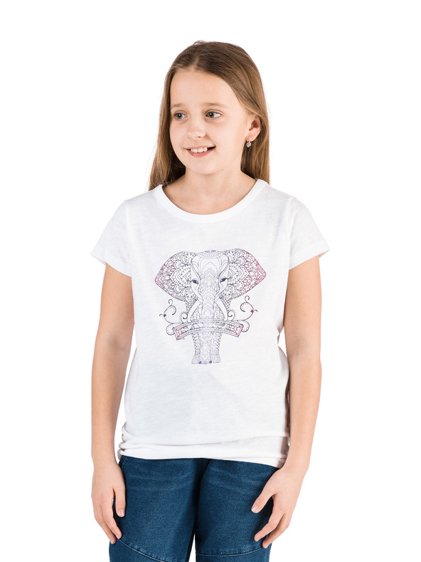 Sam 73 Bela dekliška majica s potiskom SAM 73