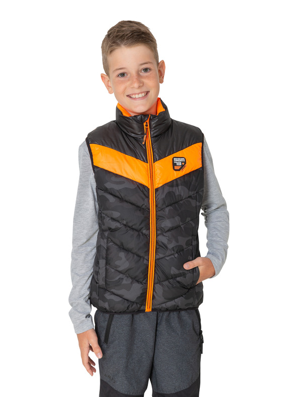 Sam 73 Oranžno-črni fantovski prešiti telovnik SAM 73 Albert