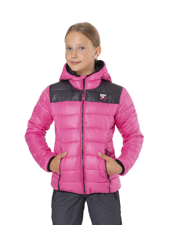 Sam 73 Črno-rožnata dekliška prešita zimska bunda s kapuco SAM 73 Eloise